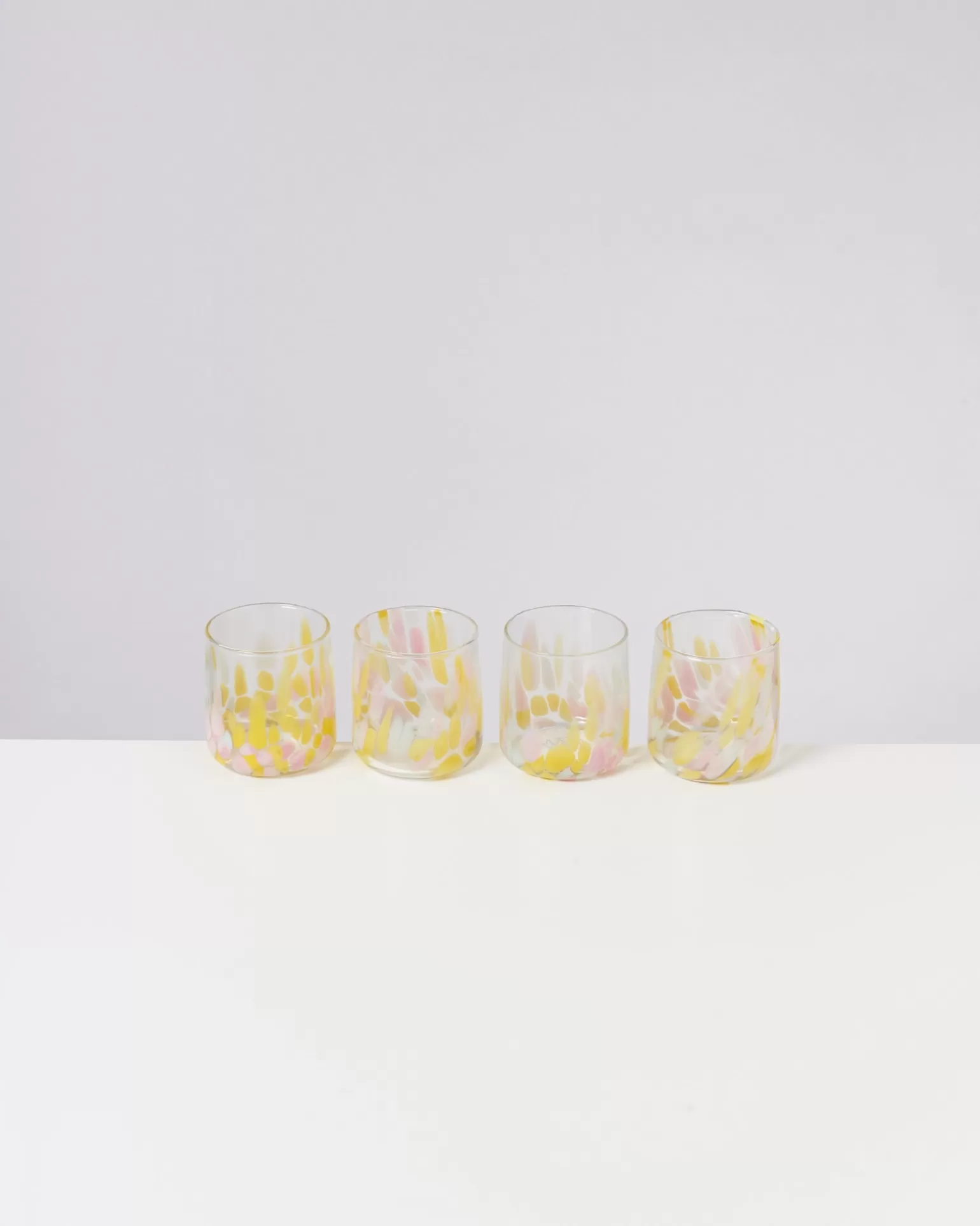 Flash Sale Motel a Miio Alegria - Set Of 4 Glasses Small Big Drops Pink Yellow big drops rosa yellow