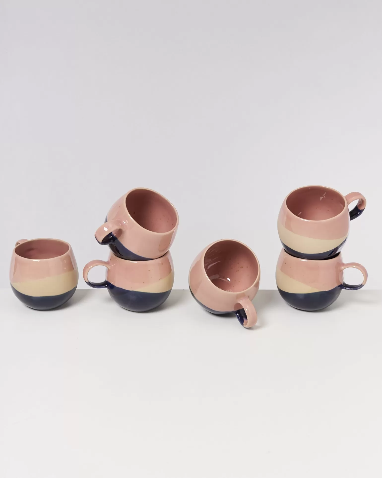 Outlet Motel a Miio Bica - Set Of 6 Mugs Big Pink, Navy, Cream pink navy cream